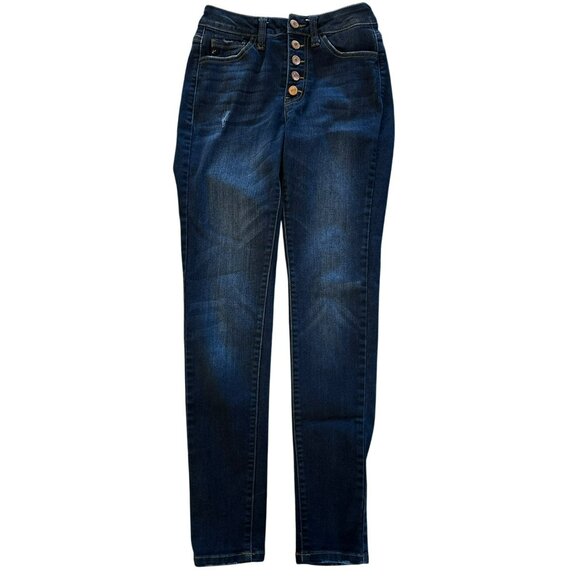KanCan Curvy Fit High-Rise Distressed Button-Fly Skinny Jeans Size 3/25 - Picture 1 of 10